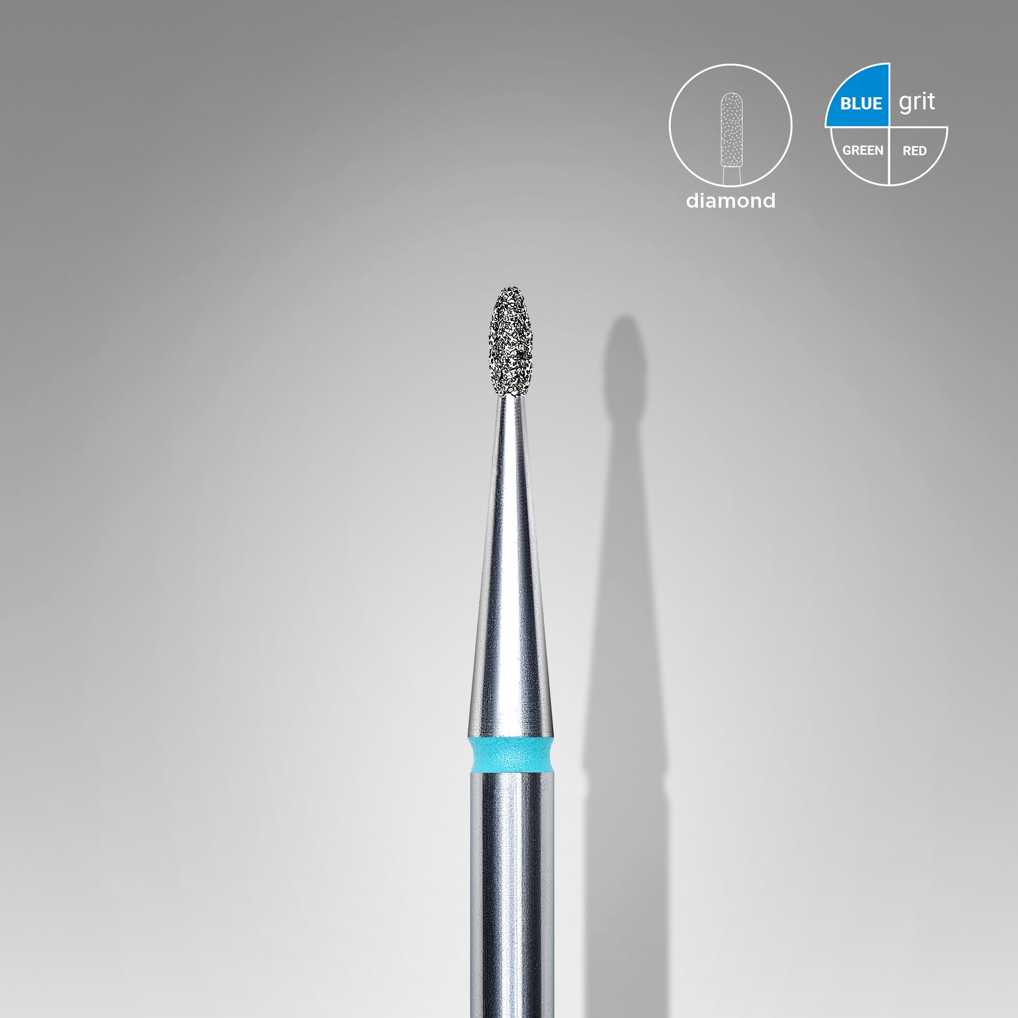 Diamond nail drill bit, rounded "bud" , blue, head diameter 1.2 mm/ working part 3 mm image 0